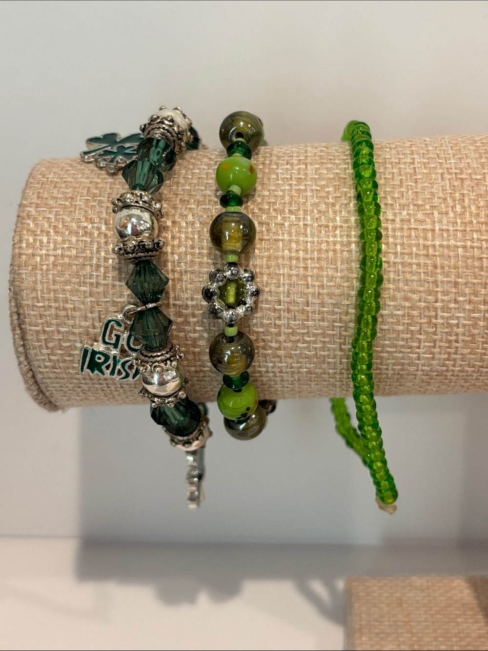 "Go Irish" Green Beaded Bracelet Stack (Set of 3)